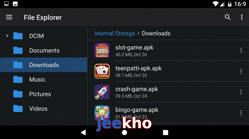 Main screen of Jeekho gameapk page for PK players